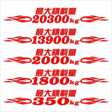 ピンスト 最大積載量ステッカー  25センチ 赤