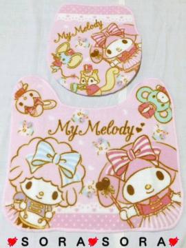 【マイメロディ】可愛い♪トイレマット&カバー 様式2点セット