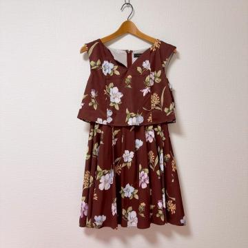 ◆SPIRALGIRL/スパイラルガール◆花柄ミニワンピース★ブラウンF*秋コーデ♪美品