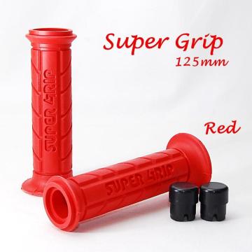 スーパーグリップ 125mm レッド 左右セット ハンドルグリップ バイク オートバイ ラバーグリップ スクーター 原付
