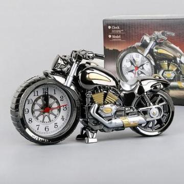 送料無料#新品#ブラックゴールド 目覚まし時計 バイク形 置き時計 おしゃれ ギフト 卓上時計