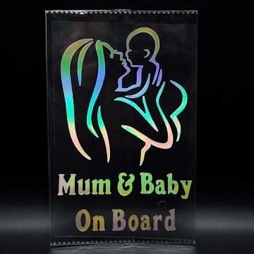 ママと赤ちゃん用 カーステッカー ホログラム Mum & Baby On Board 車用ステッカー Baby in car