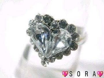 激カワ♪キラキララインストーン ジュエルクリスタルハートリング