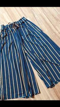 ☆新品☆柔らか生地ウエストフレアゴム幅広パンツ☆M
