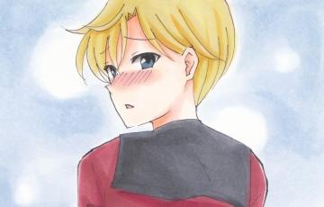 自作イラスト セーラームーン はるか 制服チラリ照れ