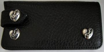 ハートボタンレザーキーケース シルバー925 ハート コンチョ ボタン 本革 キーケース カーフ レザー 新品 未使用
