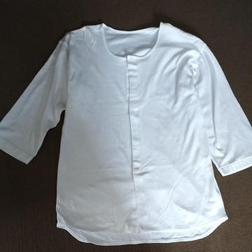介護 未使用 長袖 Tシャツ 白 前開き