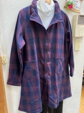 LL未使用ワインチェック柄シャツチュニック
