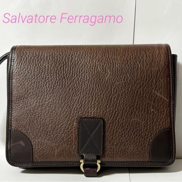Salvatore Ferragamo �t�F���K�� �Z�J���h�o�b�O �u���E�� ���U�[ �����Y FB-24�E4029
