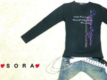 お兄.オラオラ♪グラデーションスパンコール×ラメロゴ刺繍プリントVネックロンT