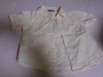 110A COMME CA ISM イエローチェック 美品 半袖シャツ