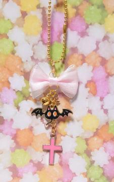 ハンドメイド♪ハロウィンチャーム★ポールチェーン・バットクロネコちゃん