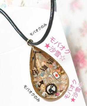 ハンドメイド レザーネックレス ×レジンチャーム