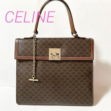 CELINE �}�J�_�� �t�����g�����O���� ���B���e�[�W �Z���[�k PVC ���U�[ �n���h�o�b�O �u���E��