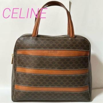 CELINE �Z���[�k �n���h�o�b�O �}�J�_�� MC96 �_�[�N�u���E�� PVC ���U�[