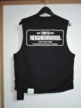 新品 NEIGHBORHOOD ネイバーフッド PADDED WORK VEST S 黒 背ロゴLOGOパッディドワークベスト中綿