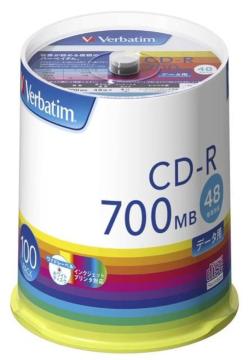 バーベイタムジャパン(Verbatim Japan) 1回記録用 CD-R 700MB 100枚 ホワイトプリンタブル 48倍速