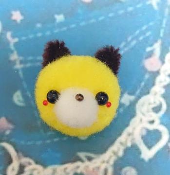 ハンドメイド♪ポンポンアニマルフェイスブローチ★キツネ★