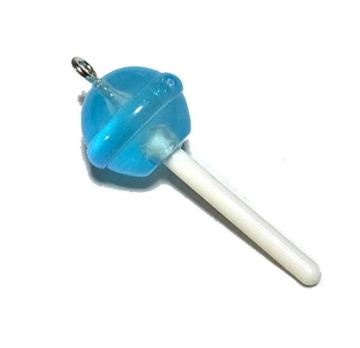 673 ロリポップキャンディー 1個 水色 お菓子 樹脂チャーム パーツ◯