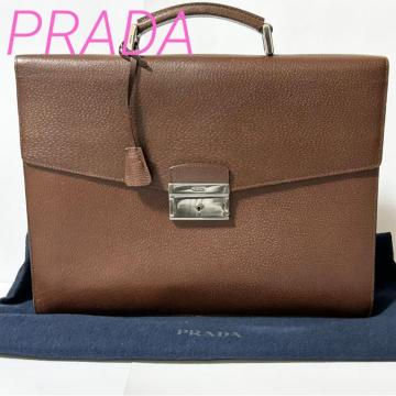 PRADA �v���_ �����Y ���U�[ �r�W�l�X �o�b�O �u���E�� �V���o�[���� A4 ���� ���΂�