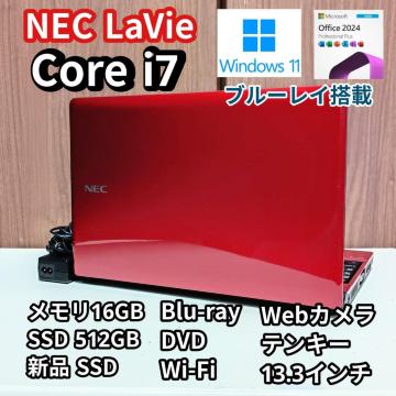 NEC LaVie Corei7 ������16GB SSD512GB �u���[���C Web�J���� Windows11 Office