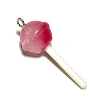 678 ロリポップキャンディ 1個 ピンク色 樹脂パーツ チャーム お菓子◯
