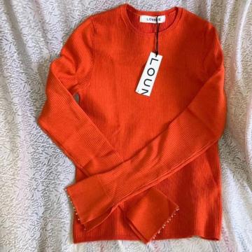 新品 LOUNIE リブ編み ニット ウォッシャブル 秋色セーター ルーニィ トップス 早い者勝ち
