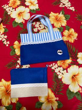 たみふる☆ハンドメイド☆マリン☆手提げミニbag☆ポーチ付☆