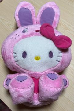 1回洗濯 中古★うさ耳キティ ぬいぐるみ