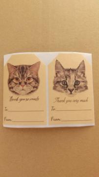 @猫のお顔 ラベルシール 2枚