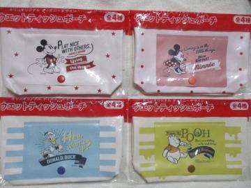 ディズニー ウェット ティッシュ ポーチ 全4種セット ミッキー/ミニ−/ドナルド/プーさん