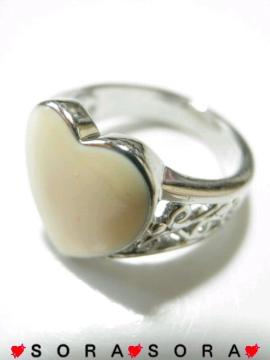 激カワ♪ホワイトシェル風 ハートリング 11号