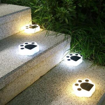 4個セット 猫 犬 動物 足跡 防水 LED ソーラー 庭 ガーデンライト