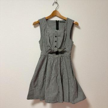 ◆EMODA/エモダ◆お腹開きミニワンピース★ギンガムチェック柄F*リボン♪秋コーデ美品