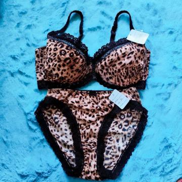 大人Sexy.。。F80×LL。。豹柄メッシュブラジャー&ショーツセット。。グラマー大きいサイズヒョウ柄