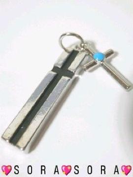 激シブ♪クロスバー&ターコイズ付 クロスネックレス<トップ>