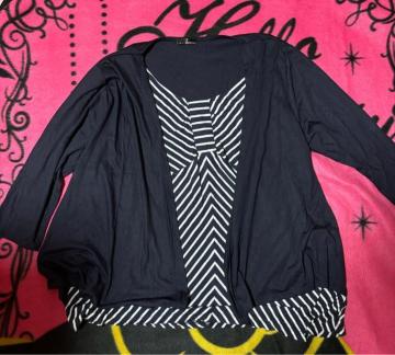 中古美品★4L★一体化チュニック★ネイビー