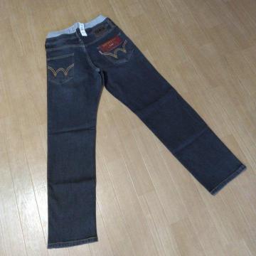 新品 ウエストリブデニムパンツA 160 黒系 EDWIN