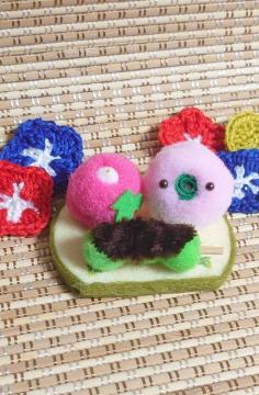 ハンドメイド♪ポンポン和菓子☆夏の練りきりと草あん団子☆