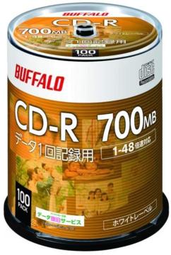 バッファロー データ用 CD-R 1回記録用 700MB 100枚 スピンドル 1-48倍速 ホワイトレーベル