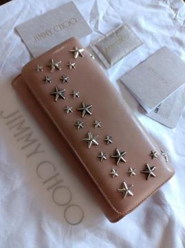 即決★JIMMY CHOO★NINO BALLET PINK/SILVER  GUNMETAL MET★二つ折り財布★ジミーチュウ