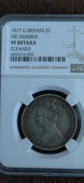 ☆1877年 ゴシック・フローリン銀貨 ビクトリア女王 【NGC鑑定品】