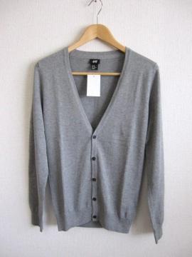 □H&M/エイチアンドエム ニット カーディガン/メンズ・XS/グレー☆新品