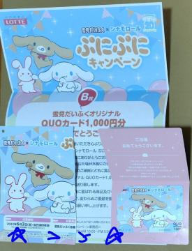 ロッテ 雪見だいふく シナモロール ぷにぷにキャンペーン オリジナルQuoカード1000円分 当選非売品 新品
