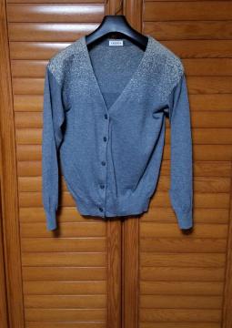 フロントボタン 美品 ライトグレー 長袖 カーディガン
