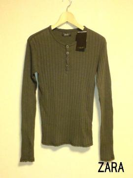 □ZARA/ザラ 4Bストライプデザイン ヘンリー ロング Tシャツ/メンズ・S☆新品