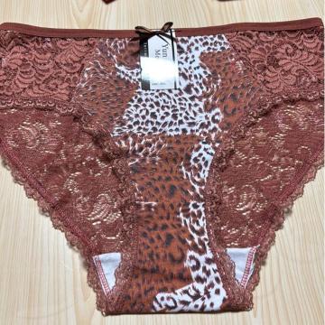 新品未着用タグ付き★4Lー5L対応 ヒョウ柄デザインレースショーツ★ブラウン系