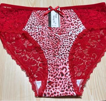 新品未着用タグ付き★4Lー5L対応ヒップレース豹柄デザインショーツ★レッド
