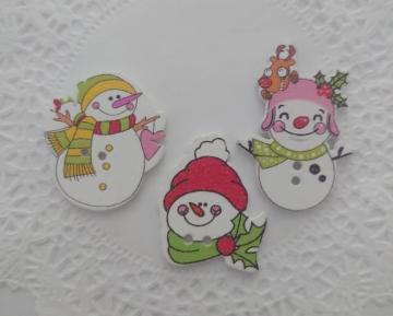 ★ハンドメイド素材★木製ボタン・クリスマスイラスト3個A