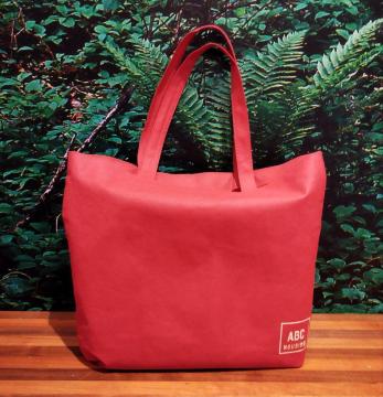 ABCハウジング 赤 不織布 エコバッグA4すっぽり